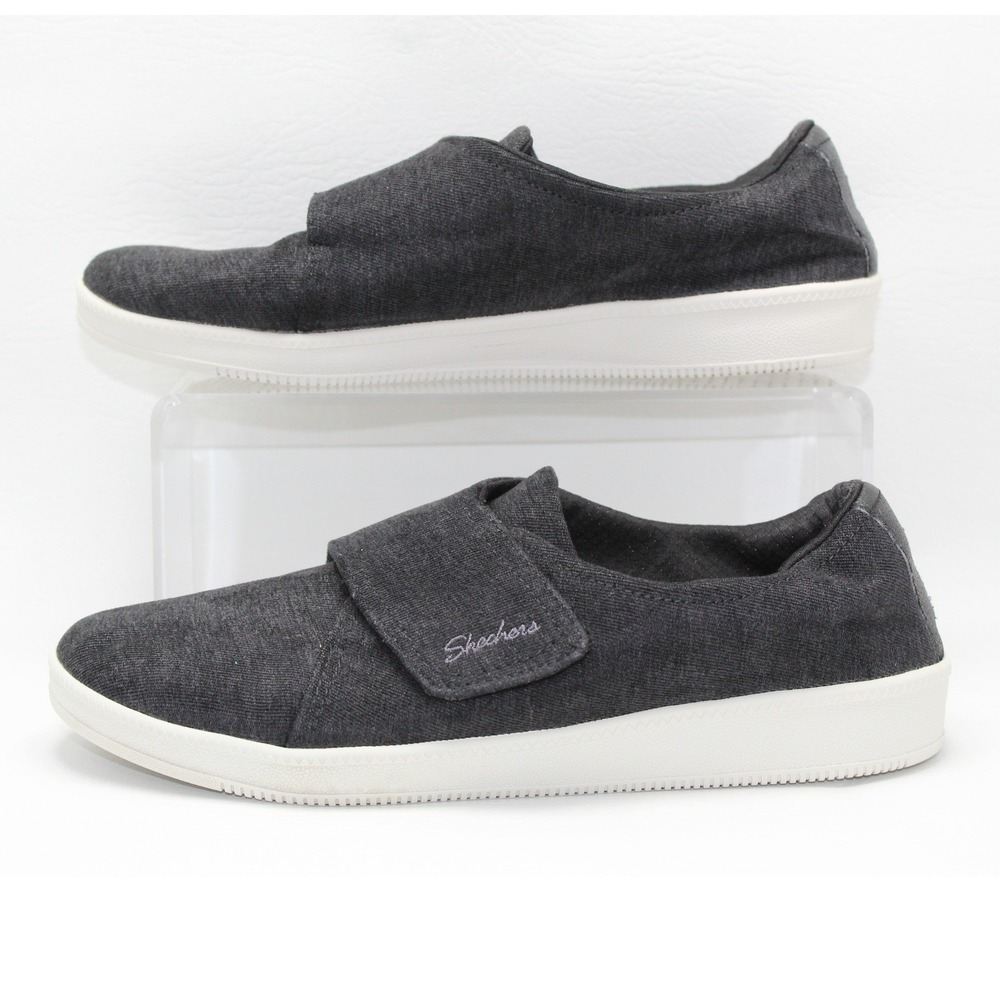 Skechers Womens 7.5 Black Textile Hook Loop Air Cooled Memory Foam SN 27114 BKW
